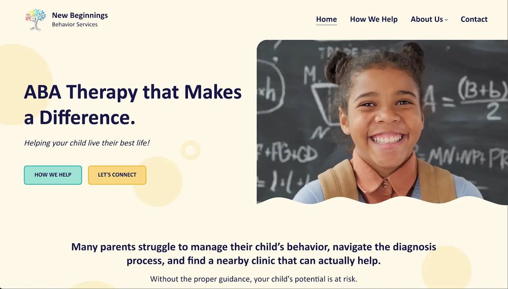 New Beginnings Behavior Services homepage